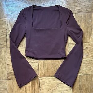Dark Maroon Bell Sleeve Crop top